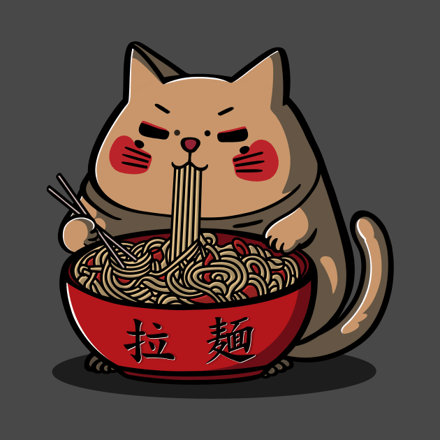 Funny Cat Eating Ramen Japanese Noodles Vintage Graphic Dames