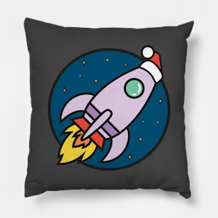 Outer Space Christmas Rocket Pillow