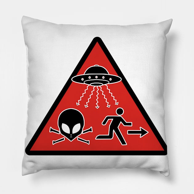 Ufo Abductions Warning Pillow by Historia