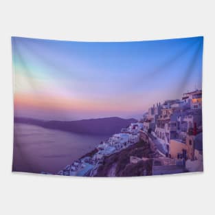 Santorini, Greece Scenic Sunset Tapestry