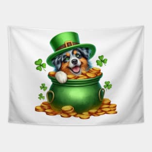 St Patricks Day Australian Shepherd Dog Tapestry