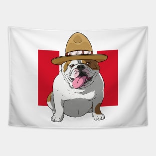 English Bulldog Mountie Canada Day Tapestry