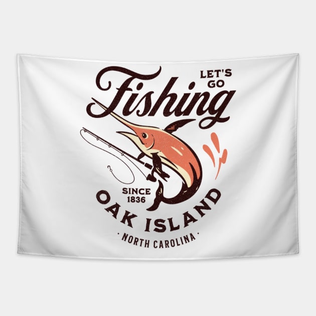 Oak Island, NC Fishing Summer Vacation Tapestry by Contentarama