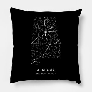 Alabama State Road Map Pillow