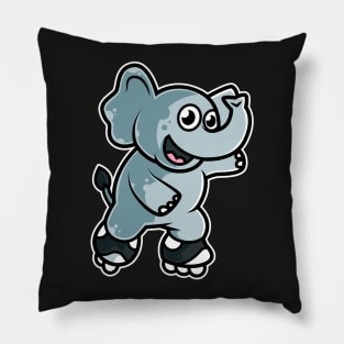 Elephant Retro Roller Skate graphic Pillow