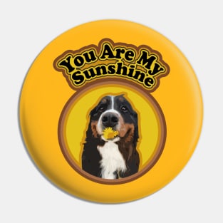 Funny Bernese Mountain Dog with Cute Flower and Sunshine Pin