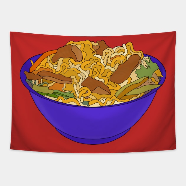 Blue bowl of noodles Tapestry by DiegoCarvalho