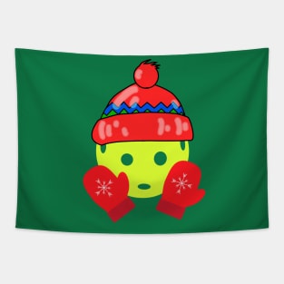 Cute Pickleball Red Christmas Winter Mittens and Hat Tapestry