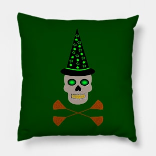 Poisonous Witch Skull and Cross Brooms Pillow