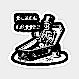 skeleton drinking Black Coffee design Magnet