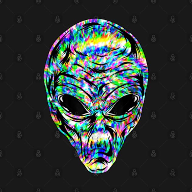 Alien Head Tie Dye Outer Space Aesthetic Retro by marchizano