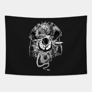 Tree of Life Dragon (black and white) Tapestry