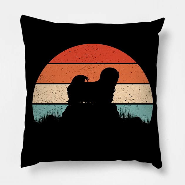 Lhasa Apso Sunset Pillow by Tesszero