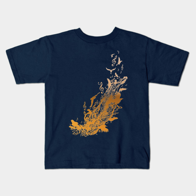 Golden Feather With Birds And Music Notes Golden Feather Kids