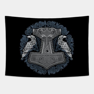 Thors Raven Hammer Norse Viking Mjolnir Pagan Knotwork Ravens Tapestry