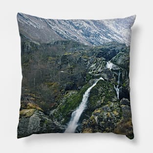 Norwegian Mountainside Waterfall Briksdalsbreen Pillow