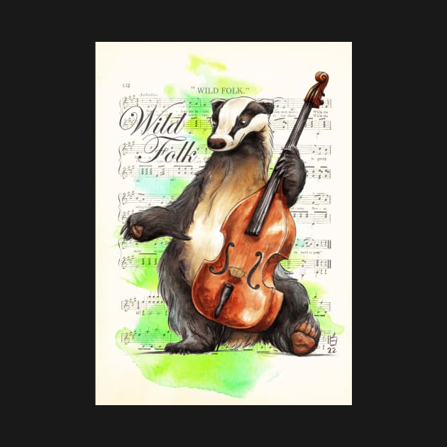 Wild Folk - Badger on Bass by shiro