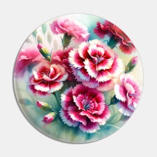 Vibrant Dianthus flowers Decor - Watercolor Flower Pin