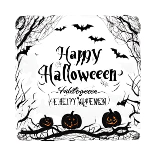 Happy Halloween typography poster with handwritten calligraphy text illustration T-Shirt