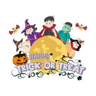 Cute cartoon Happy Halloween.Trick or Treat. T-Shirt