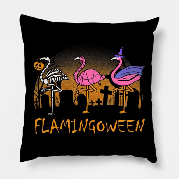 Funny Halloween 2018 Flamingoween Flamingo Pillow by mccloysitarh