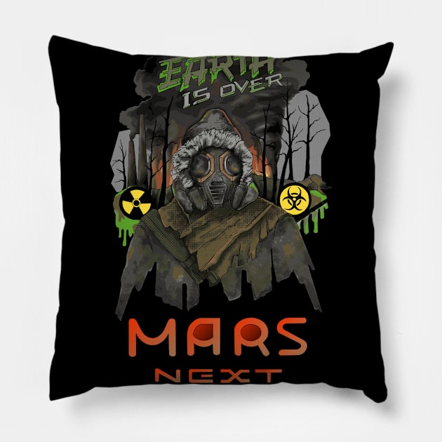 colonization of Mars by losing Earth Pillow by paintSkiller