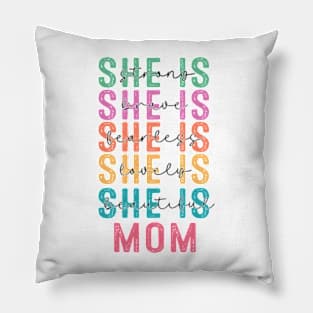 She Is MOM Retro Mother Day Pillow