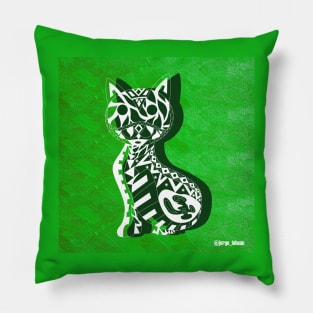 curious lovely cat ecopop cute kawaii mexican pattern art Pillow