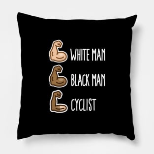 White man Black man Cyclist funny cycling biceps (light design Pillow