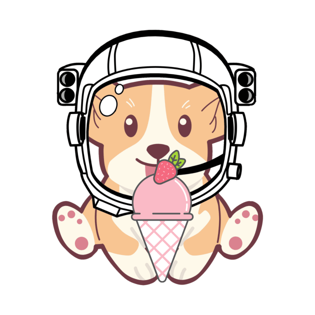 Space Corgi and his tasty ice cream - The Cool Astronaut Puppy! by LukjanovArt
