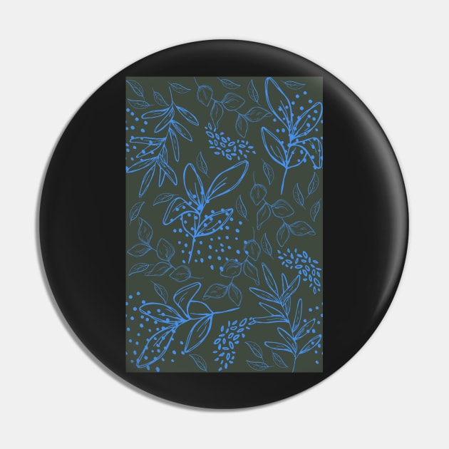 Light Blue leaves pattern Pin by PedaDesign