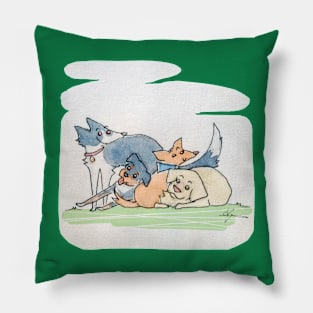 All the dogs are great watercolor Pillow