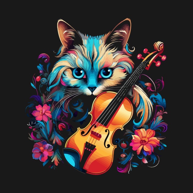 Siamese Cat Playing Violin by JH Mart