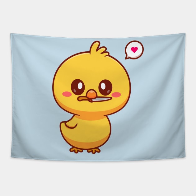 Cute Chick Bite Knife Cartoon Tapestry by Catalyst Labs