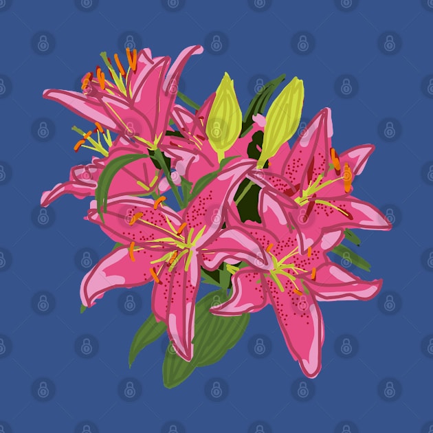 Stargazer Lily Flowers Digital Painting by ellenhenryart