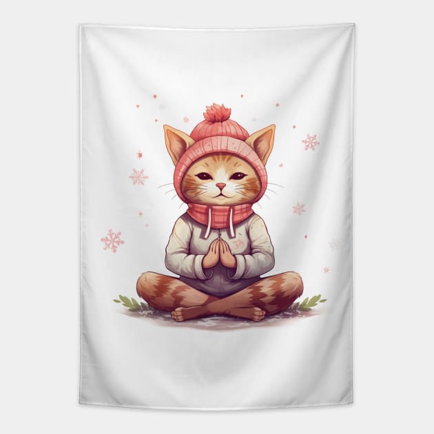 Yoga Meditation Christmas Cat I OM Tapestry by ByMine