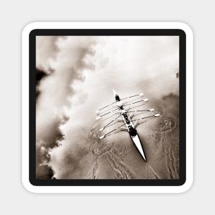 Rowers Rowing in Aged Photo Magnet