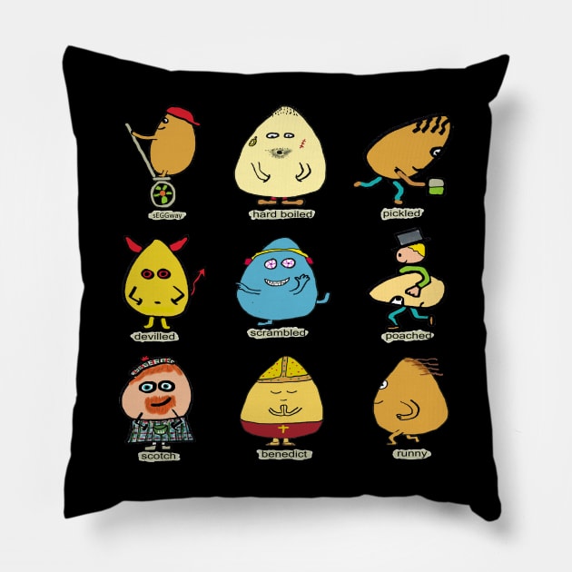 Funny Egg Puns Pillow by Mark Ewbie