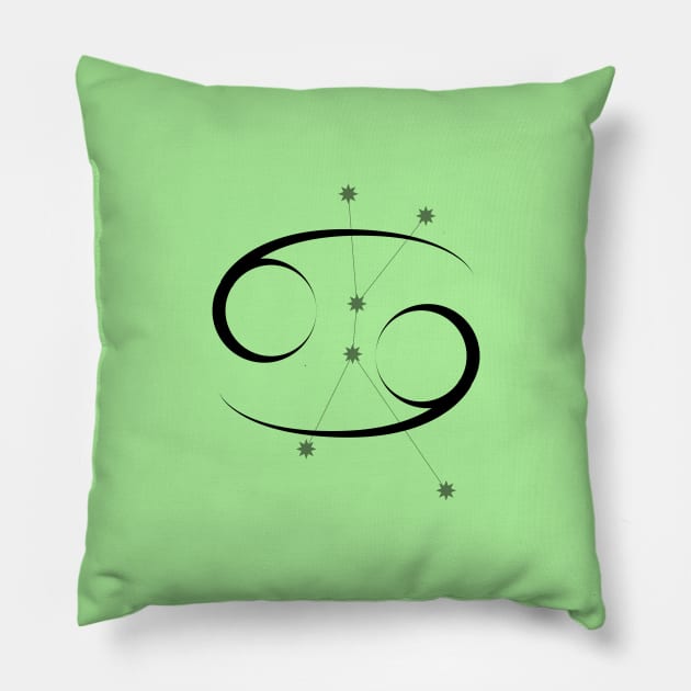 Cancer - Zodiac Sign Symbol and Constellation Pillow by Red Fody