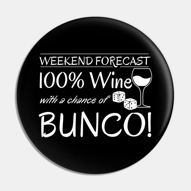 Funny Bunco Weekend Forecast 100% Wine Chance of Bunco Pin by MalibuSun