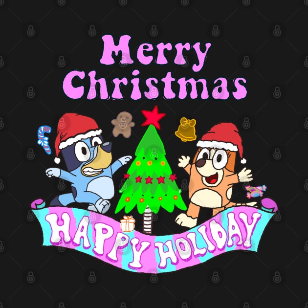 Merry Christmas and Happy Holiday // Bluey by 80sCartoons.Club