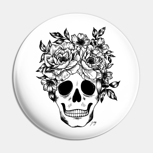 Floral Skull Pin by Akbaly