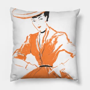 Lady in the orange dress Pillow