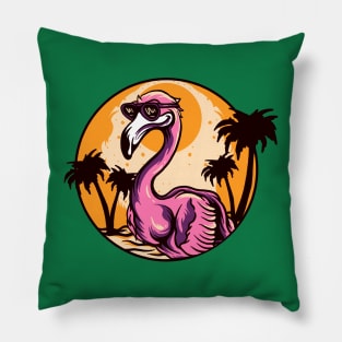 flamingo bird sunset Pillow