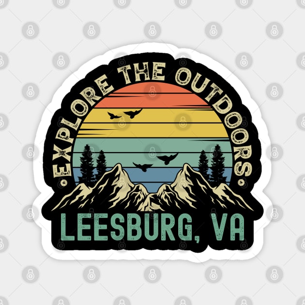 Leesburg, Virginia - Explore The Outdoors - Leesburg, VA Colorful Vintage Sunset Magnet by Feel Good Clothing Co.