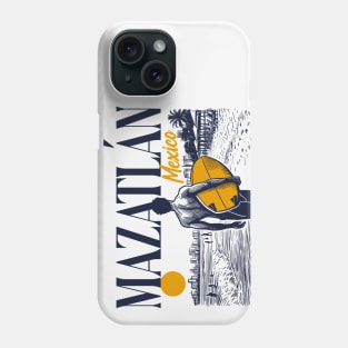 Vintage Surfing Mazatlan, Mexico // Retro Surfer Sketch // Surfer's Paradise Phone Case