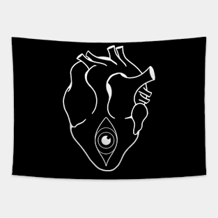 All Seeing Heart (White) Tapestry