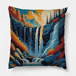 Beautiful paint of waterfall Pillow