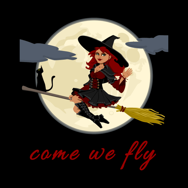 Come We Fly Shirt, Halloween Shirts, Fly Broom Shirt, Unisex Shirt, Sanderson Sisters Halloween Shirt, Witch Shirt, Halloween Gift for her by flooky