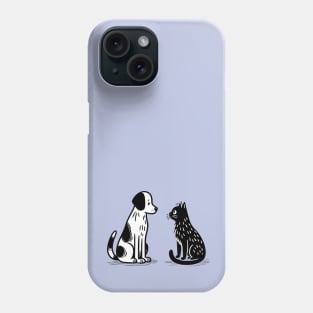 white dog and black cat Phone Case